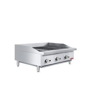Flamaster FLM-CB36-M 36″ Countertop Gas Charbroiler, NG/LPG, 105,000 BTU, 3 Burners