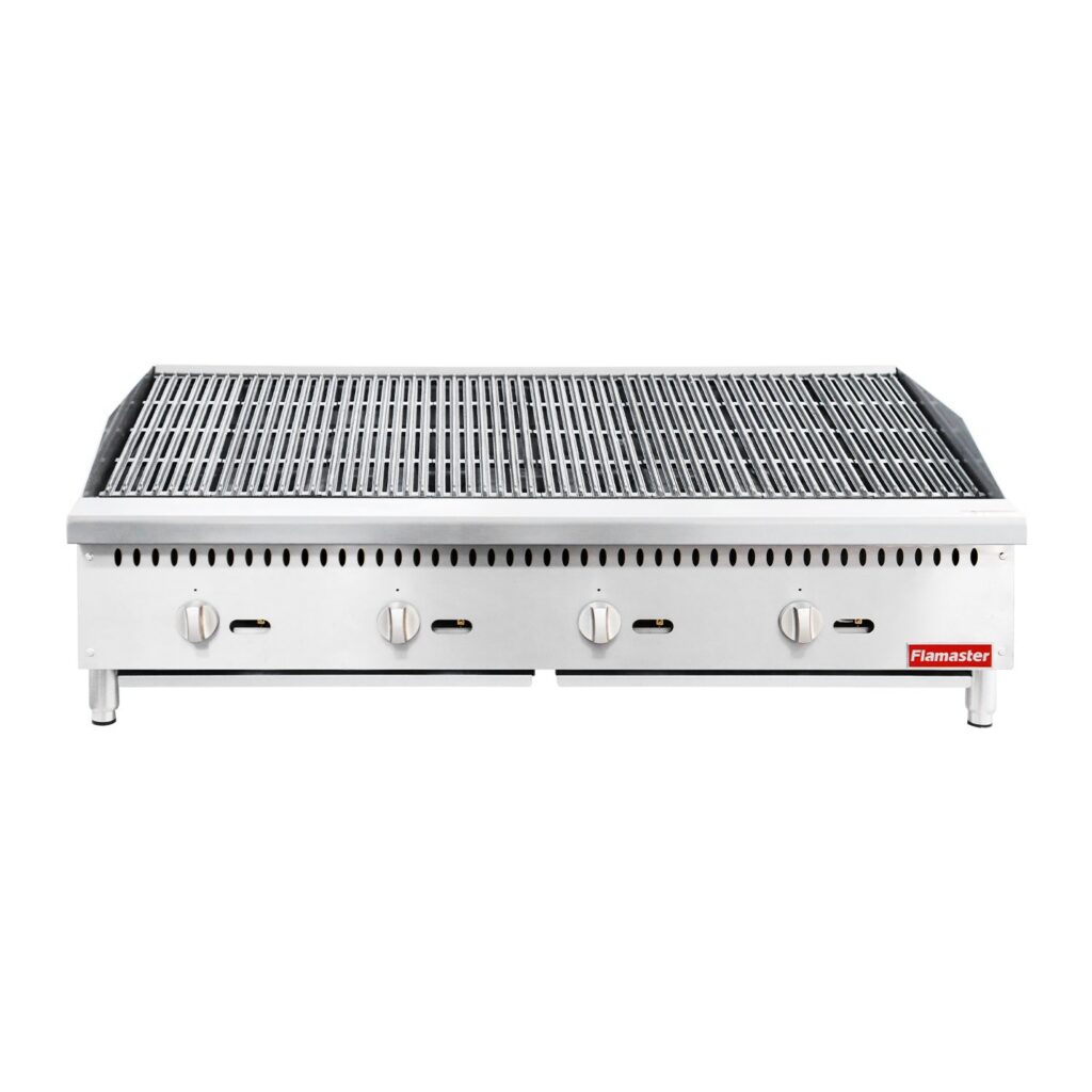 Flamaster FLM-CB48-M 48″ Countertop Gas Charbroiler, NG/LPG, 140,000 BTU, 4 Burners