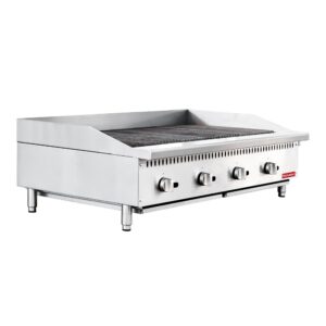 Flamaster FLM-CB48-M 48″ Countertop Gas Charbroiler, NG/LPG, 140,000 BTU, 4 Burners
