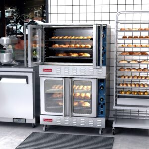 Flamaster FLM-COE240-2 38″ Commercial Double Deck Electric Convection Oven – 10 Racks, 240V