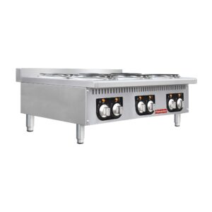 Flamaster FLM-EHP36 36″ Commercial Electric Hot Plate – 6 Burners, 208V, 3 Phase