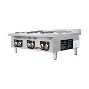 Flamaster FLM-EHP36 36″ Commercial Electric Hot Plate – 6 Burners, 208V, 3 Phase