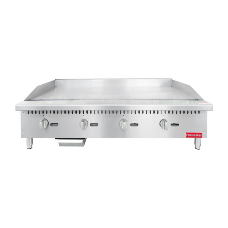 Flamaster FLM-G48-M 48″ Countertop Griddle with Manual Control, NG/LPG, 120,000 BTU, 4 Burners