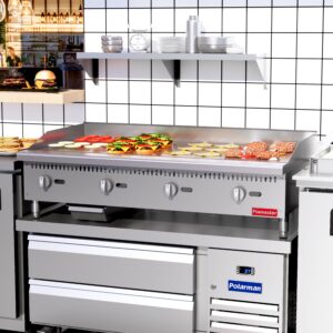 Flamaster FLM-G48-M 48″ Countertop Griddle with Manual Control, NG/LPG, 120,000 BTU, 4 Burners
