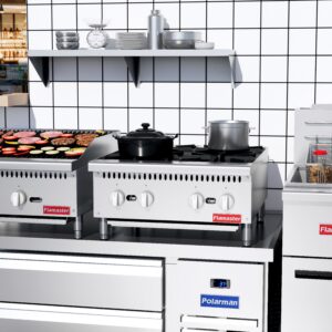 Flamaster FLM-HP24-M 24″ Countertop Gas Hot Plate, NG/LPG, 100,000 BTU, 4 Burners
