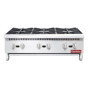 Flamaster FLM-HP36-M 36″ Countertop Gas Hot Plate, NG/LPG, 150,000 BTU, 6 Burners