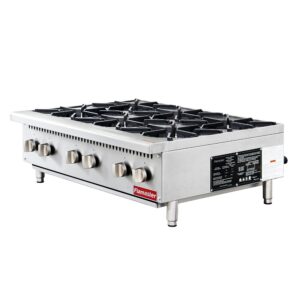 Flamaster FLM-HP36-M 36″ Countertop Gas Hot Plate, NG/LPG, 150,000 BTU, 6 Burners
