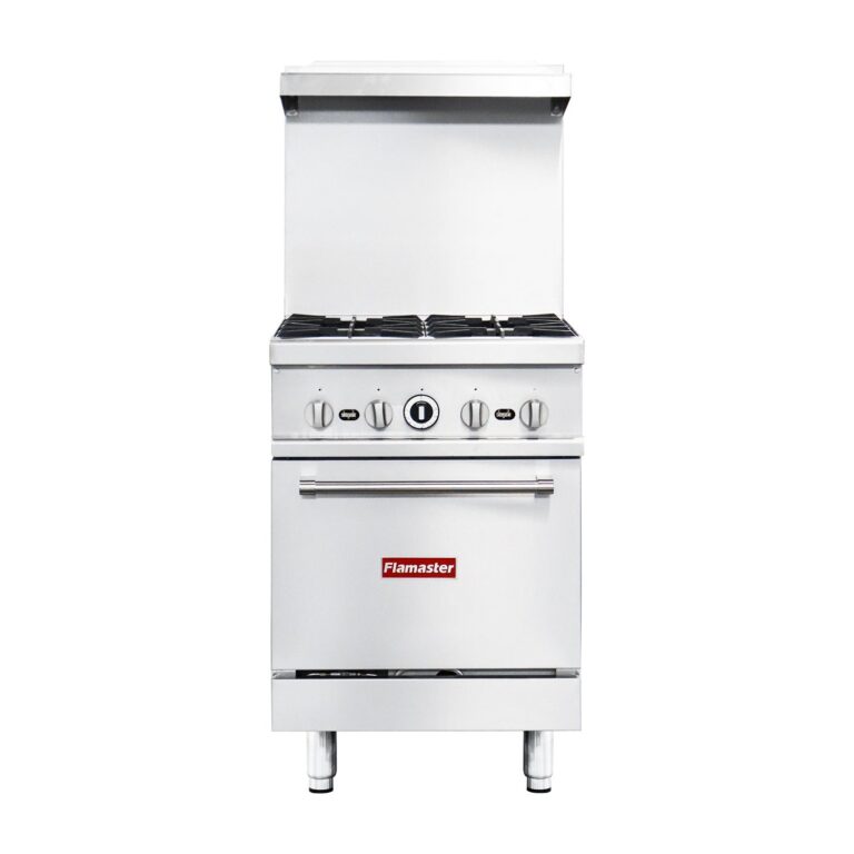 Flamaster FLM-R24 24” NG/LPG Commercial Gas Range, 4 Open Burners, Standard Oven, 153,000 BTU