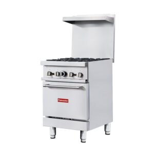 Flamaster FLM-R24 24” NG/LPG Commercial Gas Range, 4 Open Burners, Standard Oven, 153,000 BTU