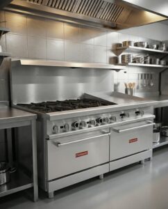 Flamaster FLM-R60-24MG 60″ NG/LPG Commercial Gas Range, 6 Open Burners, 24″ Griddle, and 2 Standard Ovens, 306,000 BTU