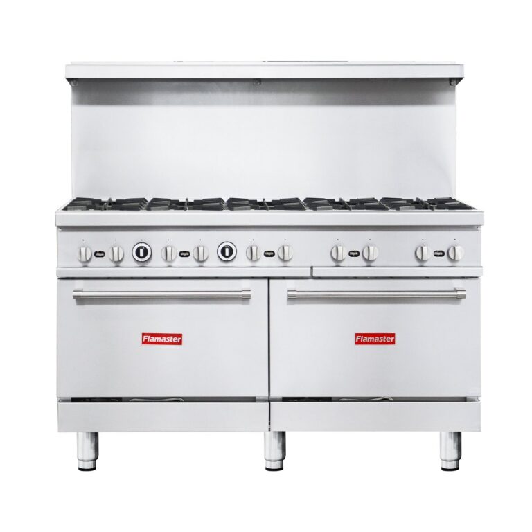 Flamaster FLM-R60 60” NG/LPG Commercial Gas Range, 10 Open Burners, 2 Standard Ovens, 366,000 BTU
