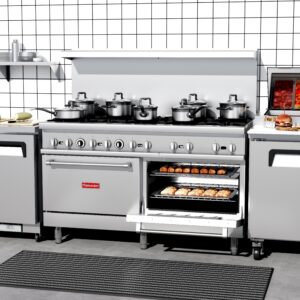 Flamaster FLM-R60 60” NG/LPG Commercial Gas Range, 10 Open Burners, 2 Standard Ovens, 366,000 BTU
