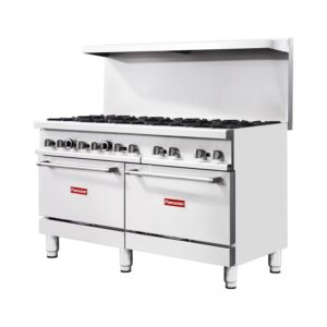 Flamaster FLM-R60 60” NG/LPG Commercial Gas Range, 10 Open Burners, 2 Standard Ovens, 366,000 BTU
