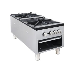 Flamaster FLM-SP-2 18” NG/LPG Stock Pot Range, 2 Three Ring Burners, 160,000 BTU
