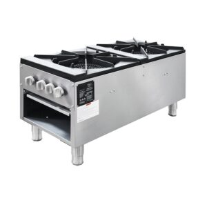 Flamaster FLM-SP-2 18” NG/LPG Stock Pot Range, 2 Three Ring Burners, 160,000 BTU