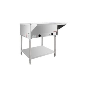 Flamaster FLM-ST2-SS Two Pan Open Well Electric Steam Table with Undershelf – 120V, 1000W