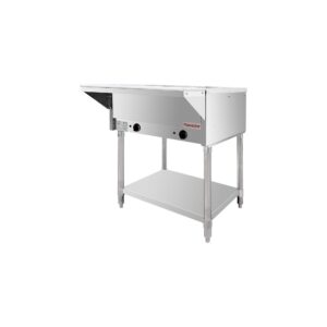 Flamaster FLM-ST2-SS Two Pan Open Well Electric Steam Table with Undershelf – 120V, 1000W