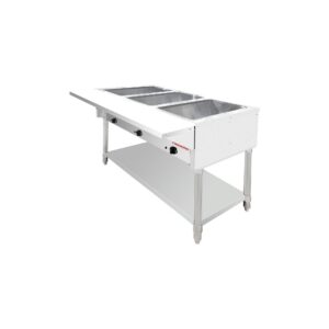Flamaster FLM-ST3-SS Three Pan Open Well Electric Steam Table with Undershelf – 120V, 1500W
