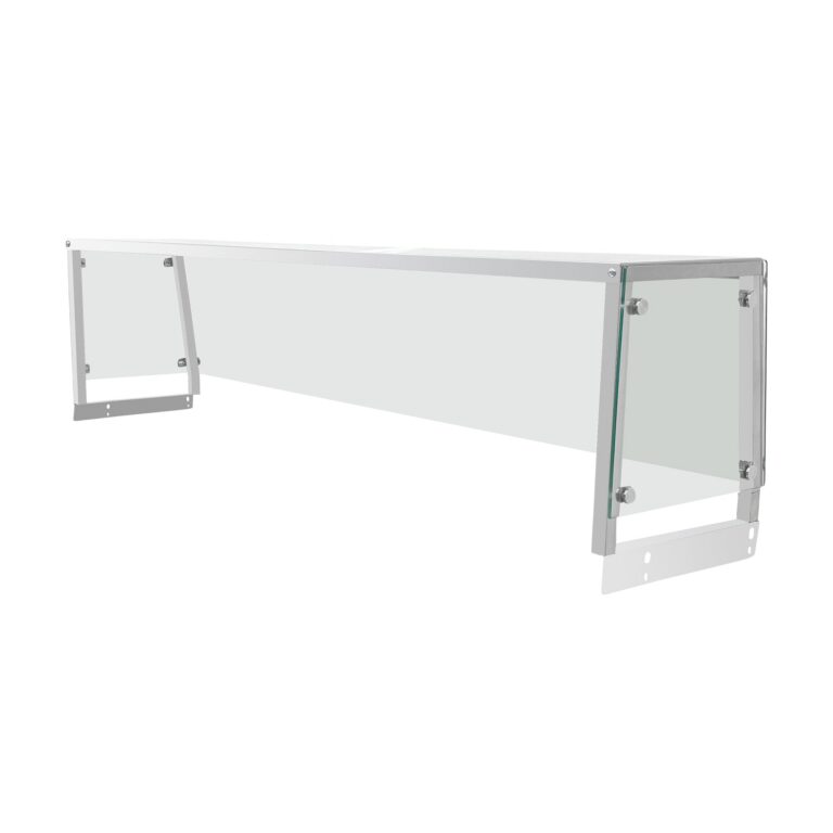 Flamaster FLM-ST4-OSG Escudo antiesputo trapezoidal para mesa de vapor de cuatro sartenes