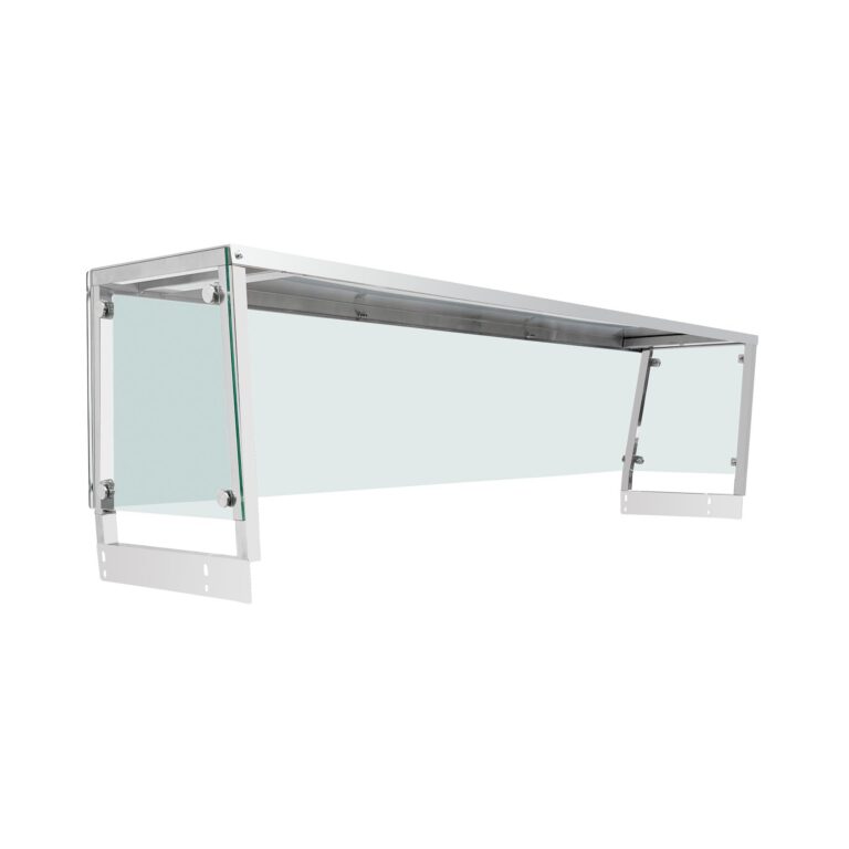 Flamaster FLM-ST5-OSG Escudo antiesputo trapezoidal para mesa de vapor de 5 ollas