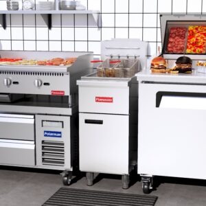 Flamaster FLM-F4-NG 15 1/2″ Natural Gas Floor Fryer, 40-50 lb, 4 Tubes, 120,000 BTU