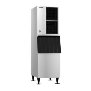 Hoshizaki KM-520MAJ Slim Line 22″ Air Cooled Crescent Cube Ice Machine with Stainless Steel Finish Ice Storage Bin – 556 lb. Per Day, 300 lb. Storage