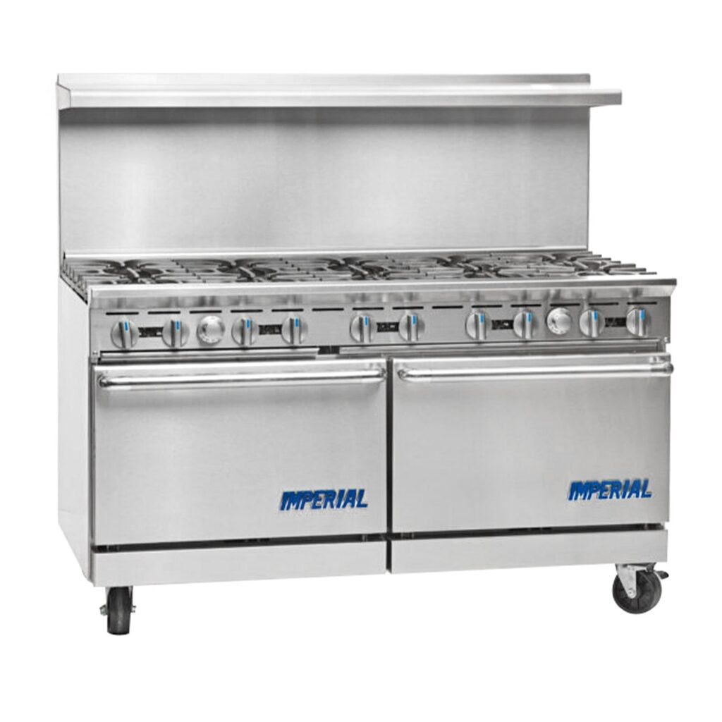 Imperial Range IR-10NG Pro Series 60″ Natural Gas 10 Burner Range with Two 26 1/2” Ovens – 390,000 BTU