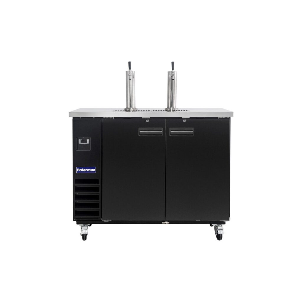 Polarman PLM-BCBD2-2 49 1/8″ Dual Single-Tap Kegerator Beer Dispenser with 2 Solid Doors, 12.5 cu. ft.
