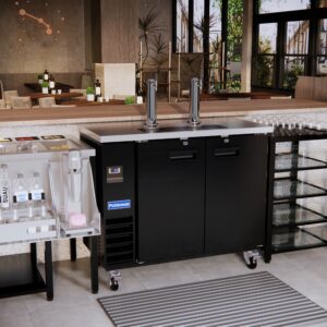 Polarman PLM-BCBD2-2 49 1/8″ Dual Single-Tap Kegerator Beer Dispenser with 2 Solid Doors, 12.5 cu. ft.