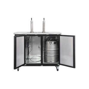 Polarman PLM-BCBD2-2 49 1/8″ Dual Single-Tap Kegerator Beer Dispenser with 2 Solid Doors, 12.5 cu. ft.