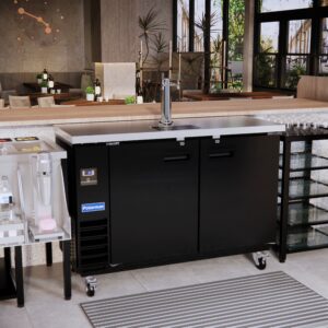 Polarman PLM-BCBD3-1 61 1/16″ Double Tap Kegerator Beer Dispenser with 2 Solid Doors, 16.6 cu. ft.