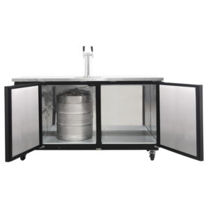 Polarman PLM-BCBD3-1 61 1/16″ Double Tap Kegerator Beer Dispenser with 2 Solid Doors, 16.6 cu. ft.
