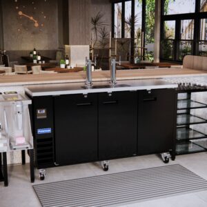 Polarman PLM-BCBD4-2 73 1/16″ Dual Double-Tap Kegerator Beer Dispenser with 3 Solid Doors, 20.8 cu. ft.