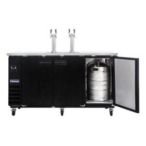 Polarman PLM-BCBD4-2 73 1/16″ Dual Double-Tap Kegerator Beer Dispenser with 3 Solid Doors, 20.8 cu. ft.