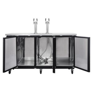 Polarman PLM-BCBD4-2 73 1/16″ Dual Double-Tap Kegerator Beer Dispenser with 3 Solid Doors, 20.8 cu. ft.