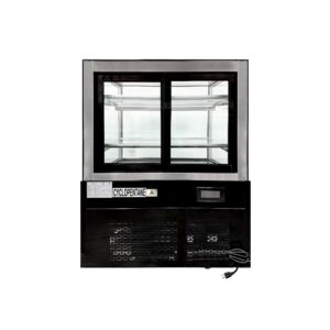 Polarman PLM-270SB 36″ Black 2-Shelf Square Glass Refrigerated Bakery Display Case