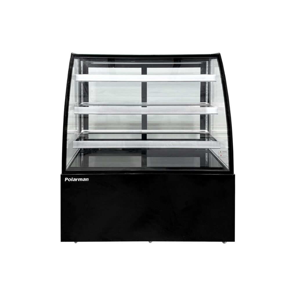 Polarman PLM-371AB 48″ Black 3-Shelf Curved Glass Refrigerated Bakery Display Case