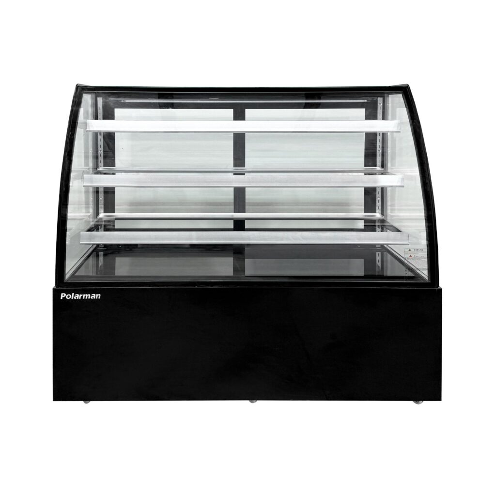 Polarman PLM-471AB 60″ Black 3-Shelf Curved Glass Refrigerated Bakery Display Case