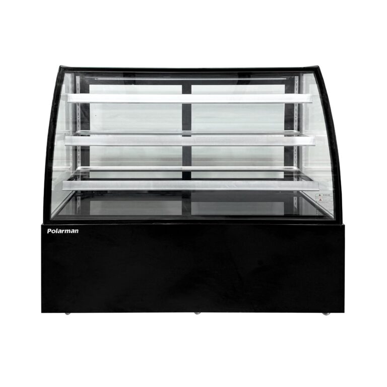 Polarman PLM-471AB 60″ Black 3-Shelf Curved Glass Refrigerated Bakery Display Case