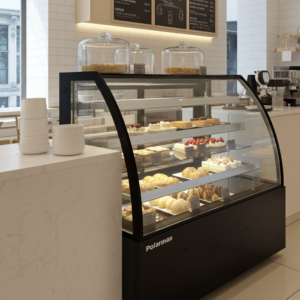 Polarman PLM-471AB 60″ Black 3-Shelf Curved Glass Refrigerated Bakery Display Case