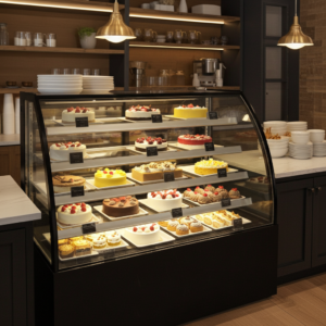 Polarman PLM-471AB 60″ Black 3-Shelf Curved Glass Refrigerated Bakery Display Case