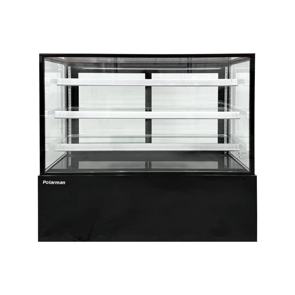 Polarman PLM-471SB 60″ Black 3-Shelf Square Glass  Refrigerated Bakery Display Case
