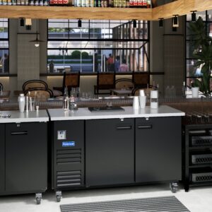 Polarman PLM-BC-3 69″ Black Solid Door Back Bar Refrigerator with LED Lighting