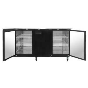 Polarman PLM-BC-4 90 3/8″ Black Solid Door Back Bar Refrigerator with LED Lighting