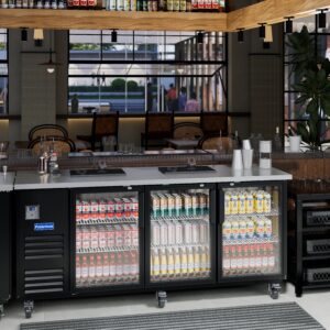 Polarman PLM-BC-4G 90 3/8″ Black Glass Door Back Bar Refrigerator with LED Lighting