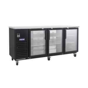 Polarman PLM-BC-4G 90 3/8″ Black Glass Door Back Bar Refrigerator with LED Lighting