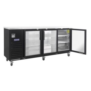 Polarman PLM-BC-4G 90 3/8″ Black Glass Door Back Bar Refrigerator with LED Lighting