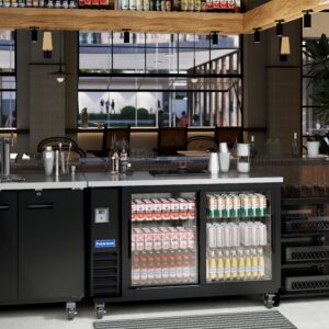 Polarman PLM-BC3-24SD 61″ Black Glass Door Back Bar Refrigerator with LED Lighting