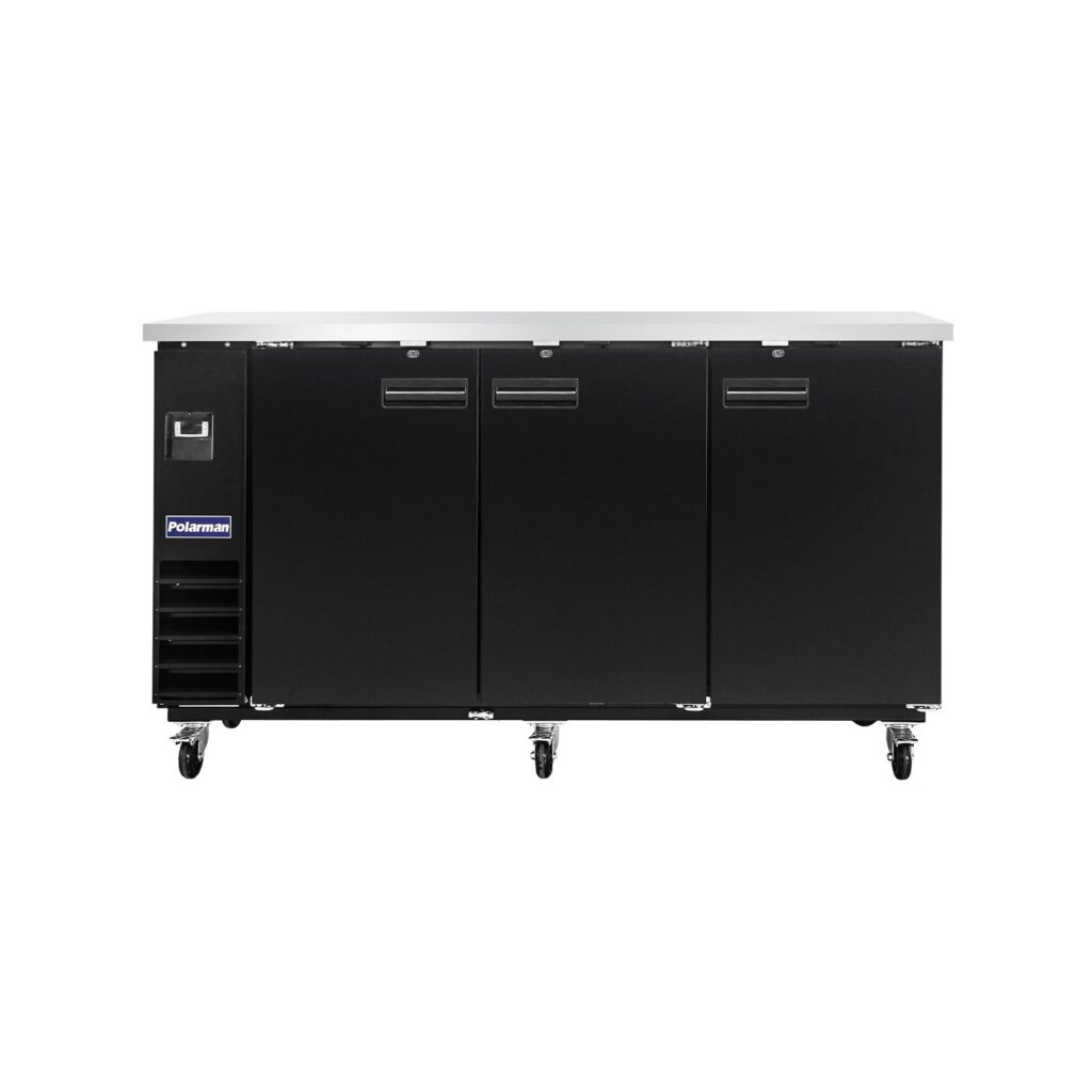 Polarman PLM-BC4-24 73″ Black Solid Door Back Bar Refrigerator with LED Lighting