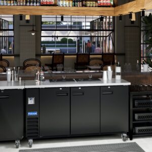 Polarman PLM-BC4-24 73″ Black Solid Door Back Bar Refrigerator with LED Lighting